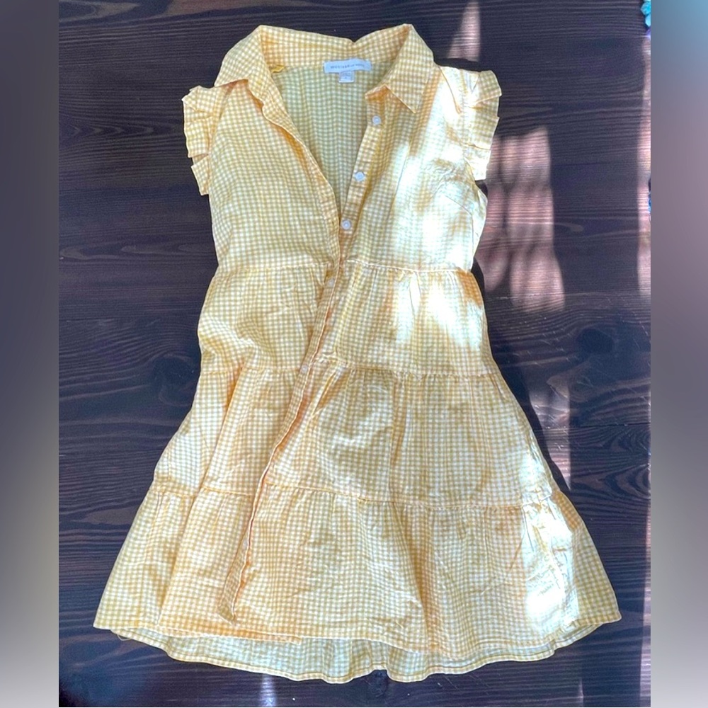 Anthropologie Sunny Yellow Checkered Mini Dress